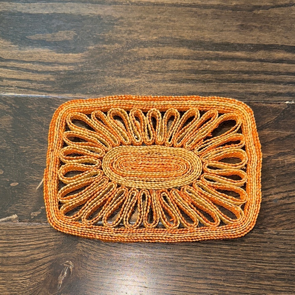 Vintage Handcrafted Orange Woven Placemat